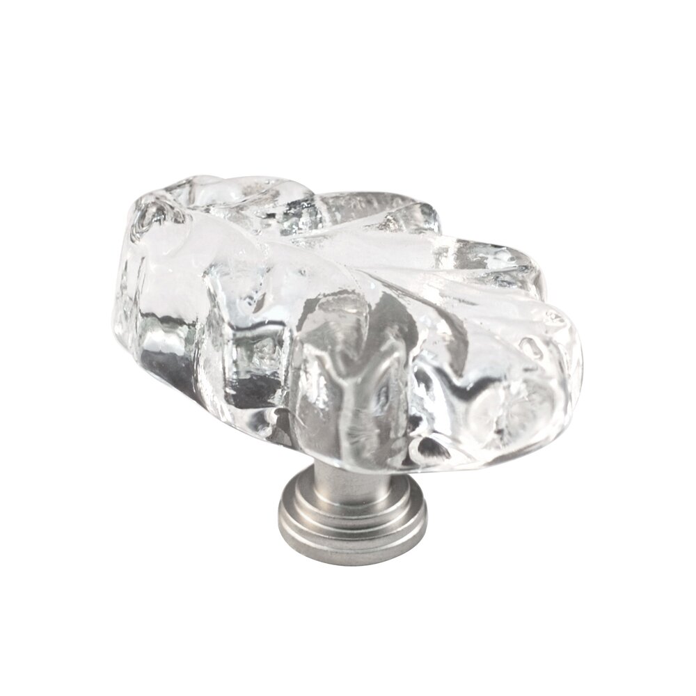 Cal Crystal Colored Oak Leaf in Clear Glass with Satin Nickel Base