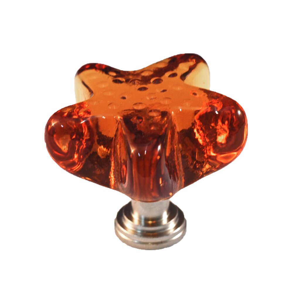 Cal Crystal Colored Starfish in Amber Glass with Satin Nickel Base