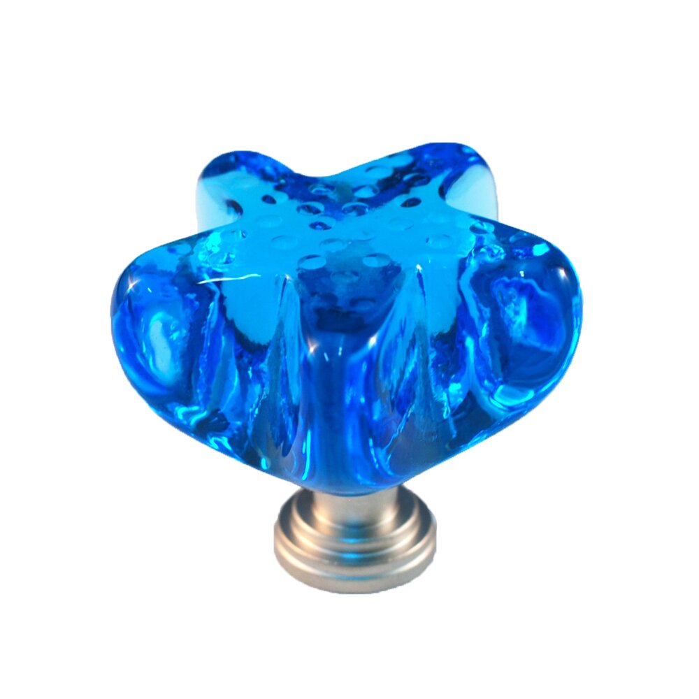 Cal Crystal Colored Starfish in Marine Blue Glass with Satin Nickel Base