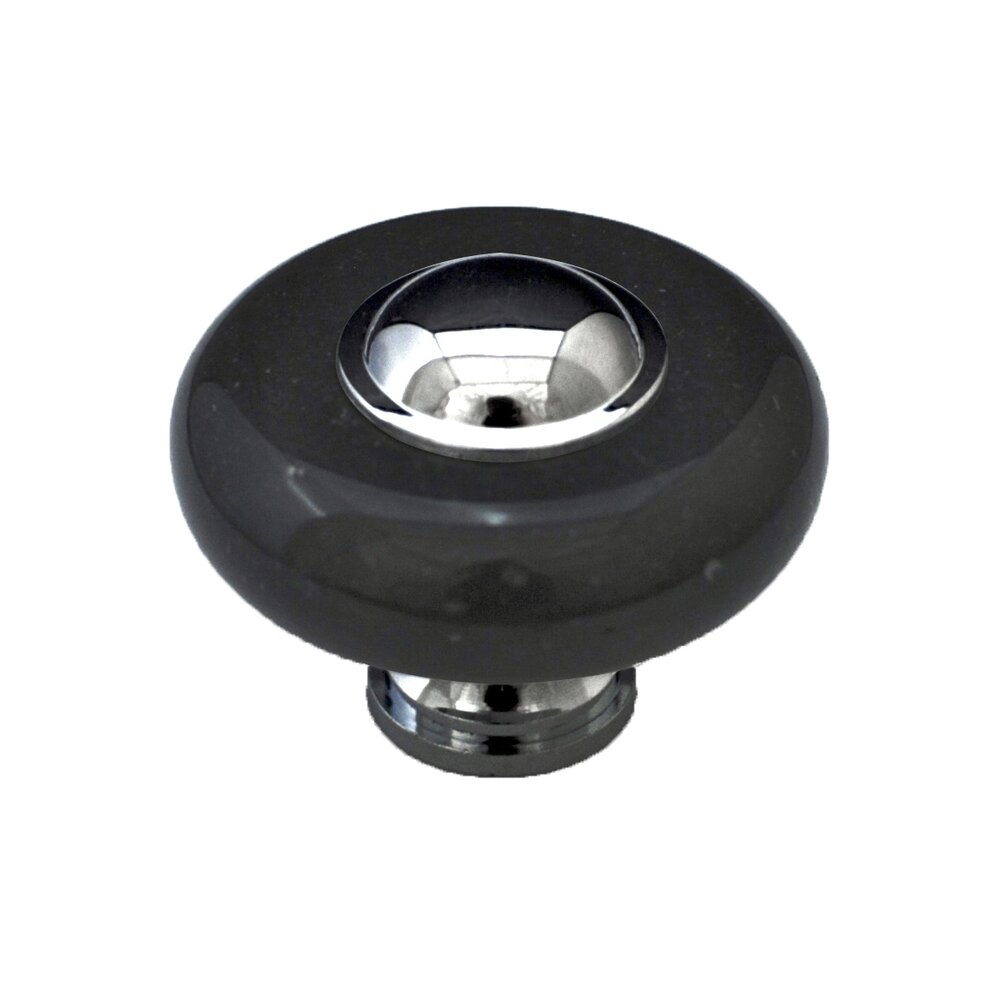 Cal Crystal Circle Knob in Black Stone with Chrome