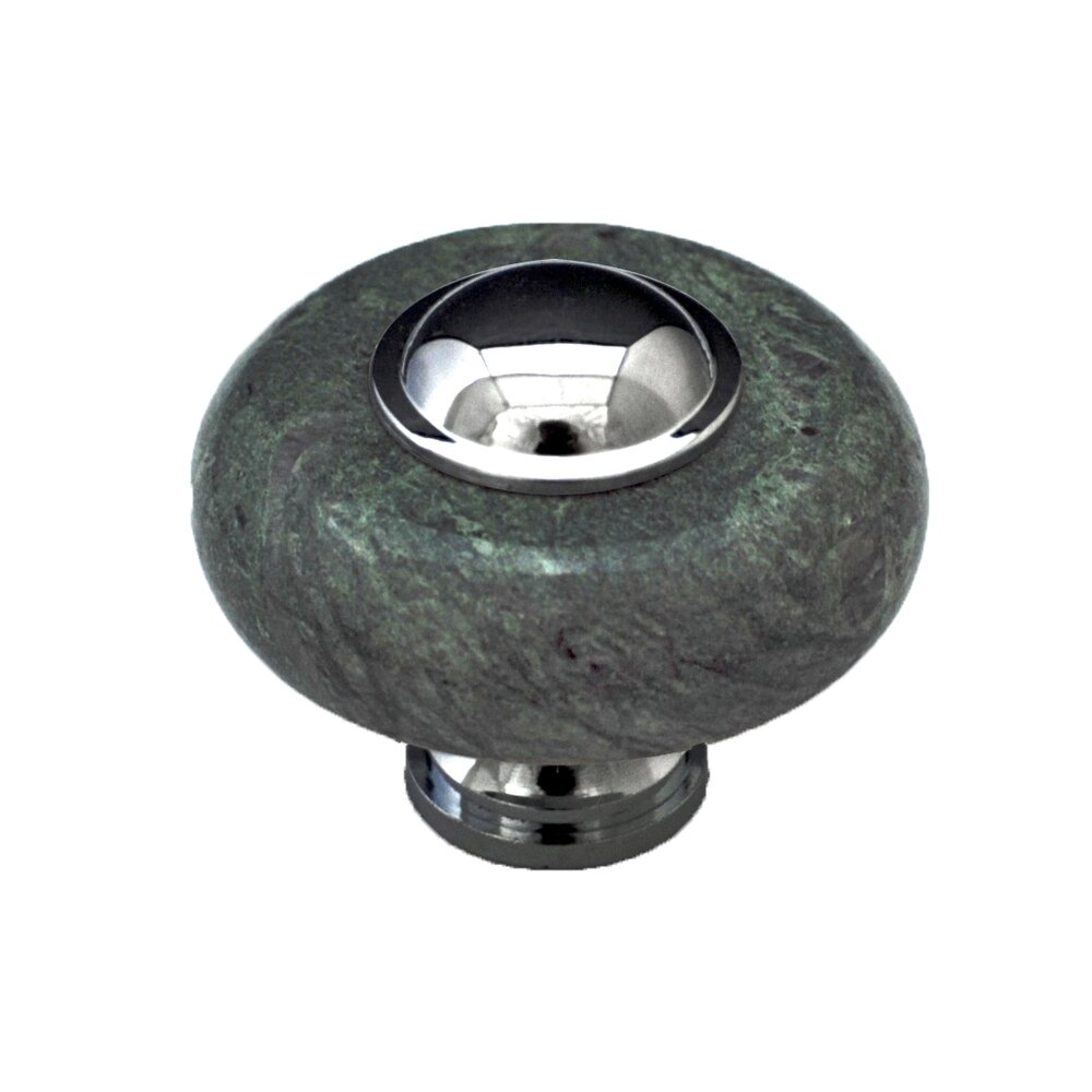 Cal Crystal Circle Knob in Green Stone with Chrome
