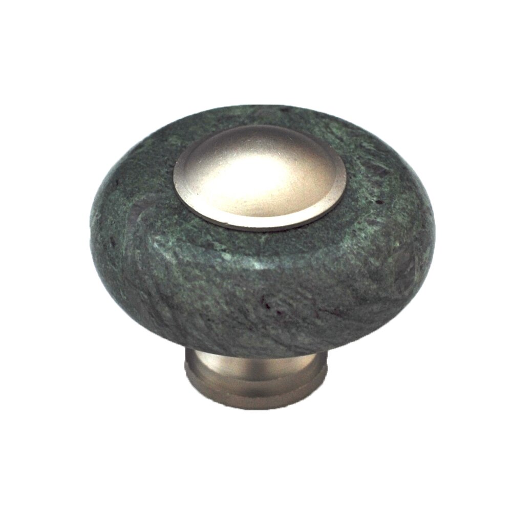 Cal Crystal Circle Knob in Green Stone with Satin Nickel