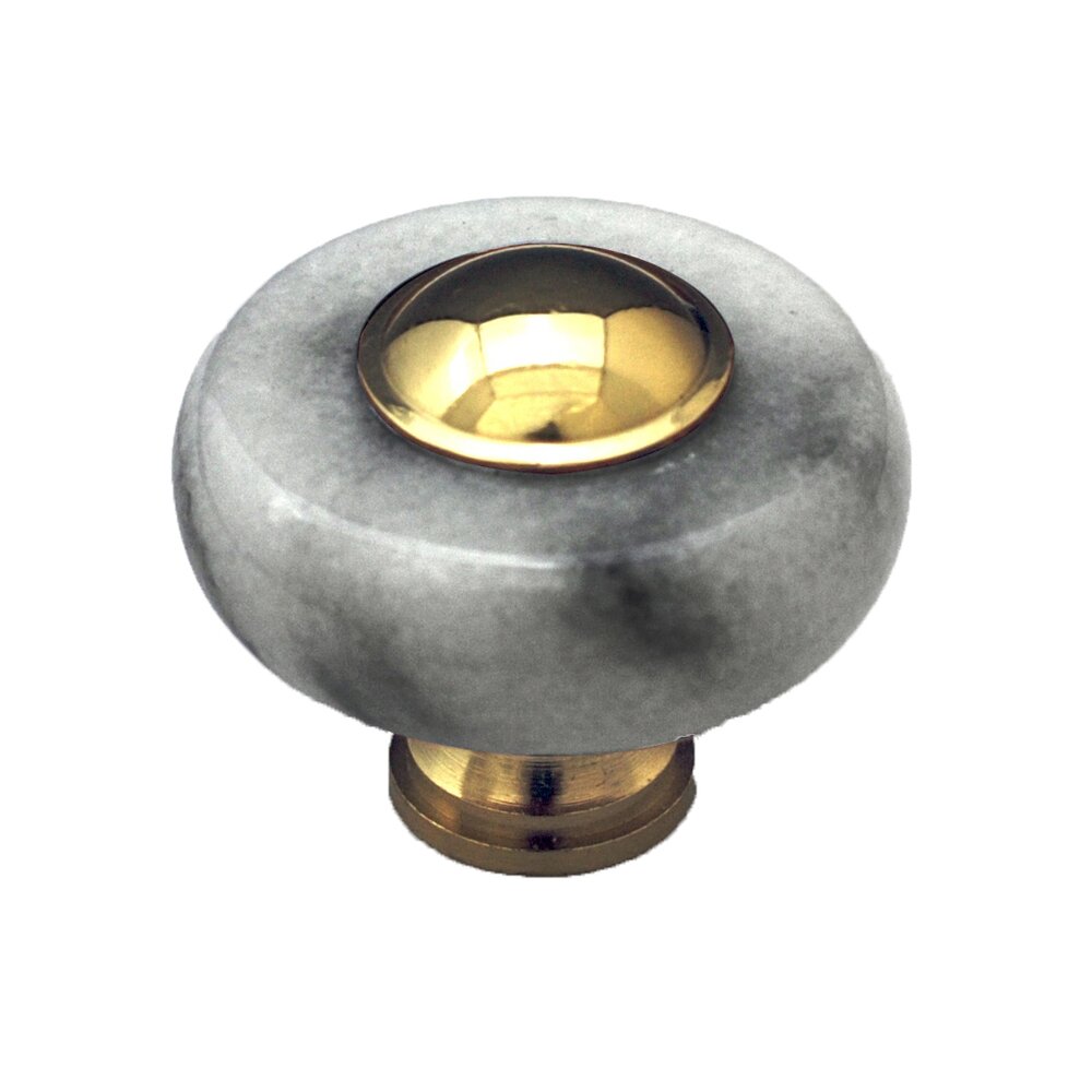 Cal Crystal Circle Knob in White Stone with Brass