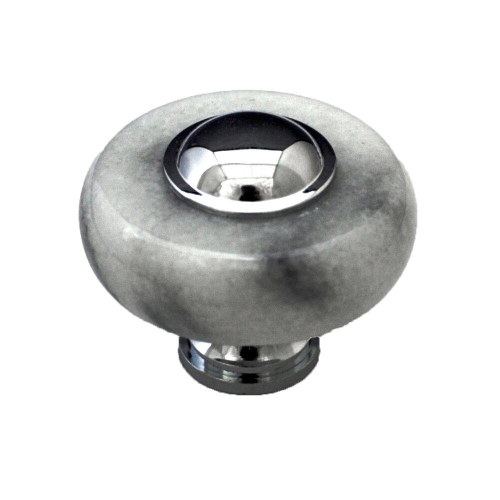 Cal Crystal Circle Knob in White Stone with Chrome