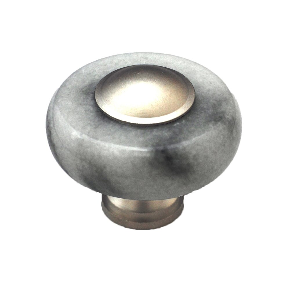 Cal Crystal Circle Knob in White Stone with Satin Nickel