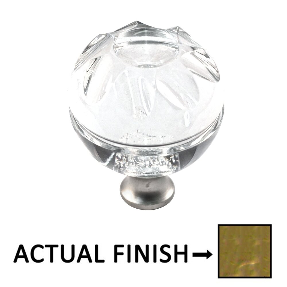 Cal Crystal Round Knob in Satin Brass