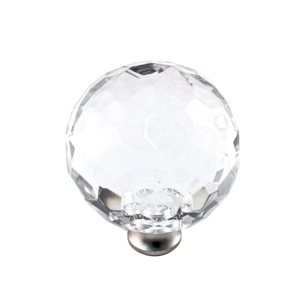 Cal Crystal Round Knob in Satin Nickel