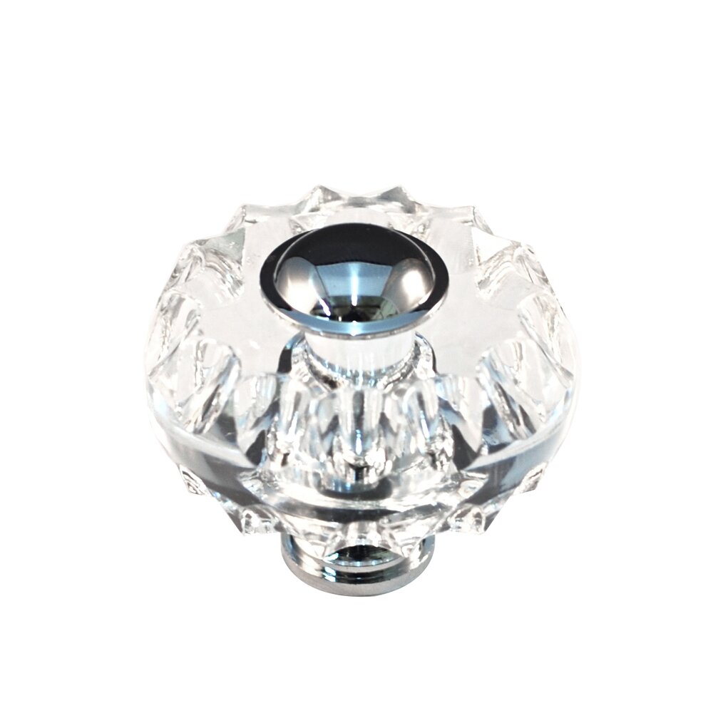 Cal Crystal Round Knob in Crystal with Polished Chrome Base