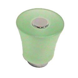 Cal Crystal Polyester Round Knob in Green Matte with Polished Brass Base
