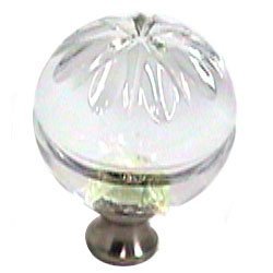 Cal Crystal Round Knob in Polished Brass