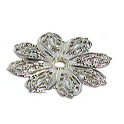 Cal Crystal Solid Brass Stamped & Embossed Flower Backplate in Polished Nickel