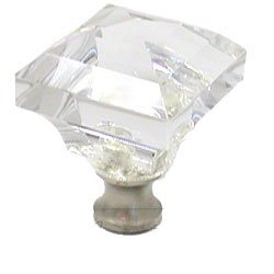 Cal Crystal Beveled Square Knob in Polished Nickel
