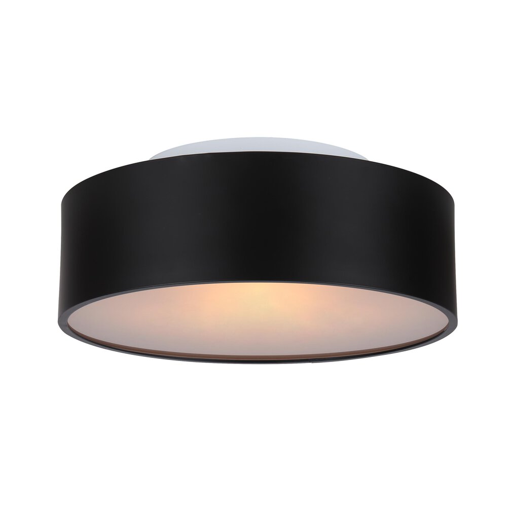 Canarm Lighting 13" Flush Mount Light in Matte Black with Frosted Glass
