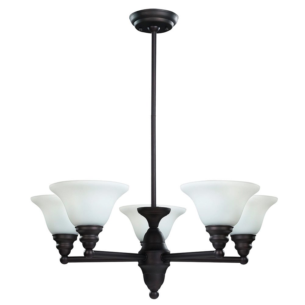 Canarm Lighting 26 1/2" Chandelier in Oil Rubbed Bronze with Flat White Opal Glass