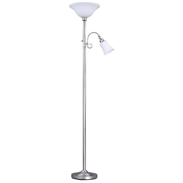Canarm Lighting 72" Tall Floor Lamp in Brushed Pewter with Flat Opal Glass