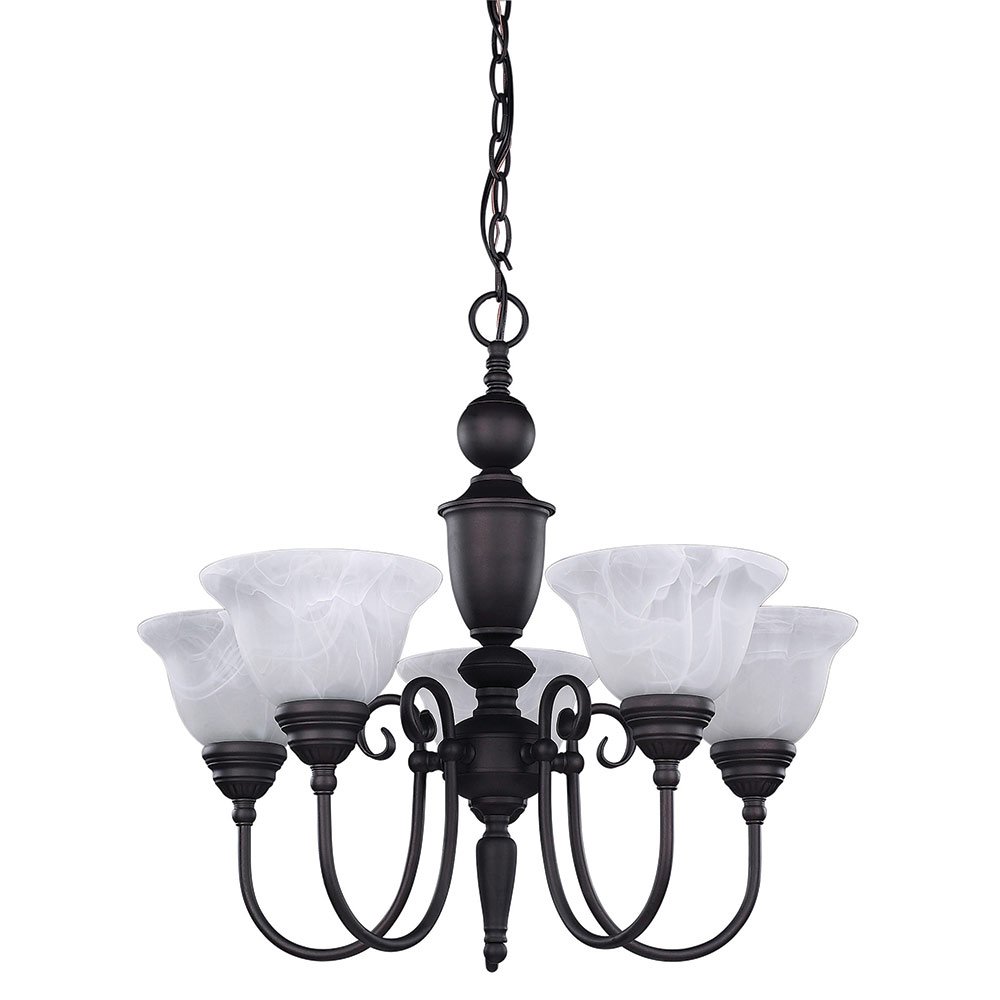 Canarm Lighting 23" Chandelier in Oil Rubbed Bronze with White Alabaster Glass