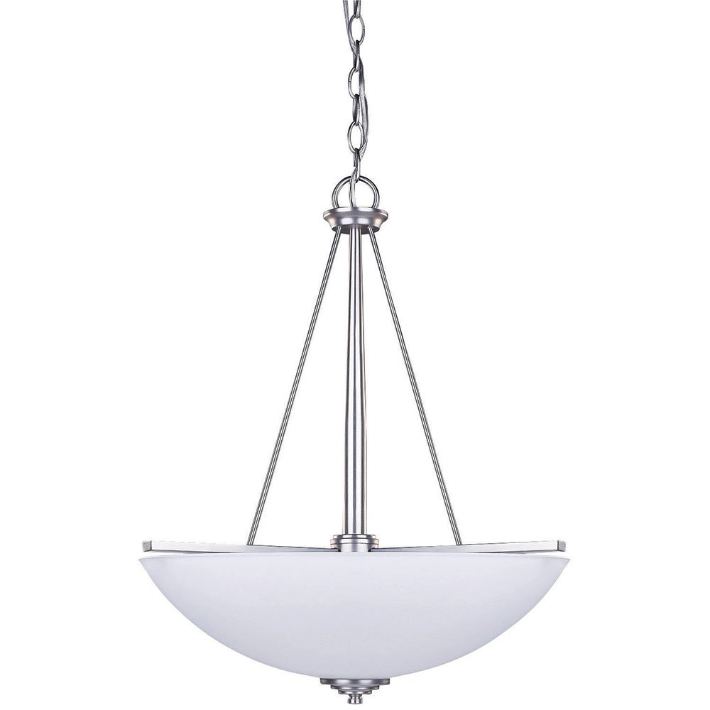 Canarm Lighting 18" Pendant in Brushed Pewter with Flat White Opal Glass