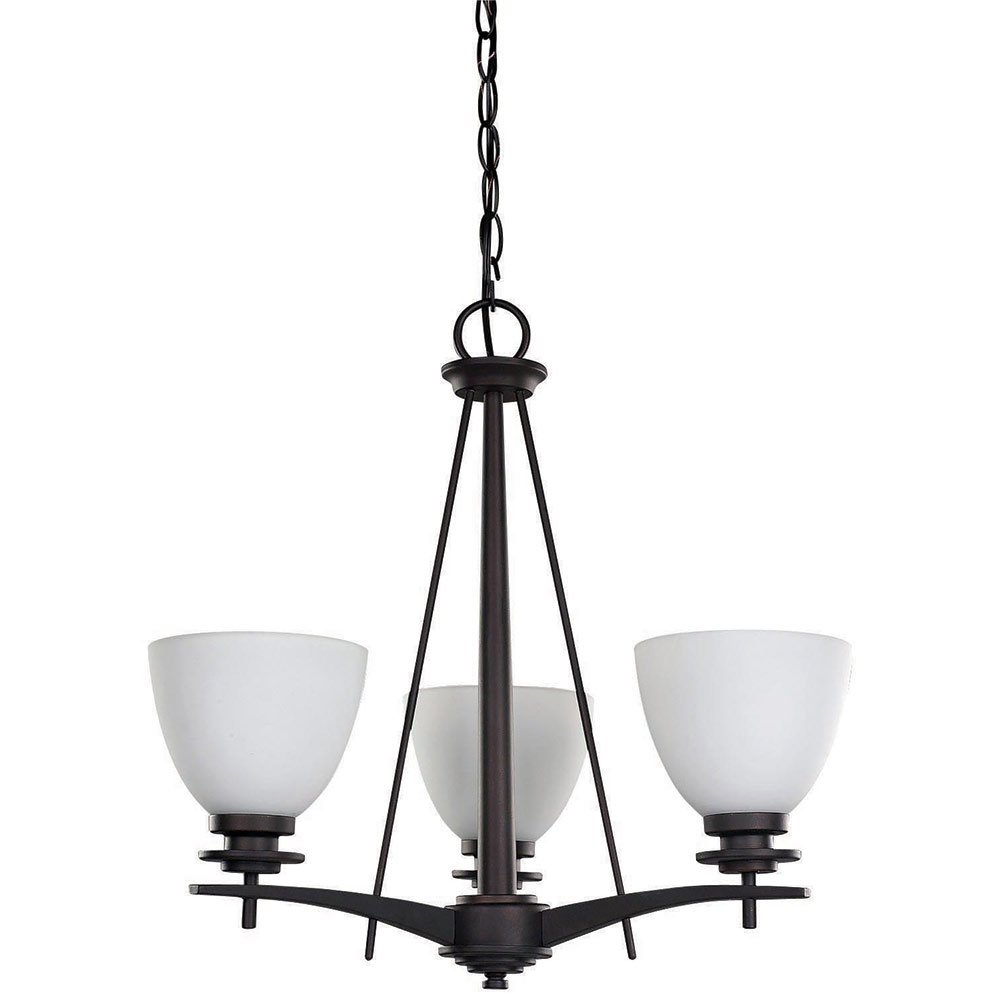 Canarm Lighting 19" Chandelier in Oil Rubbed Bronze with Flat White Opal Glass