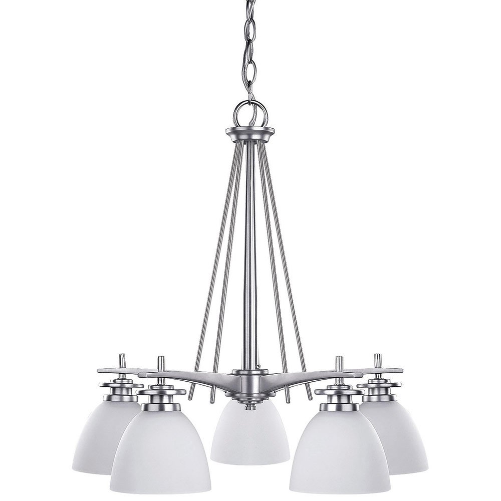 Canarm Lighting 21" Chandelier in Brushed Pewter with Flat White Opal Glass