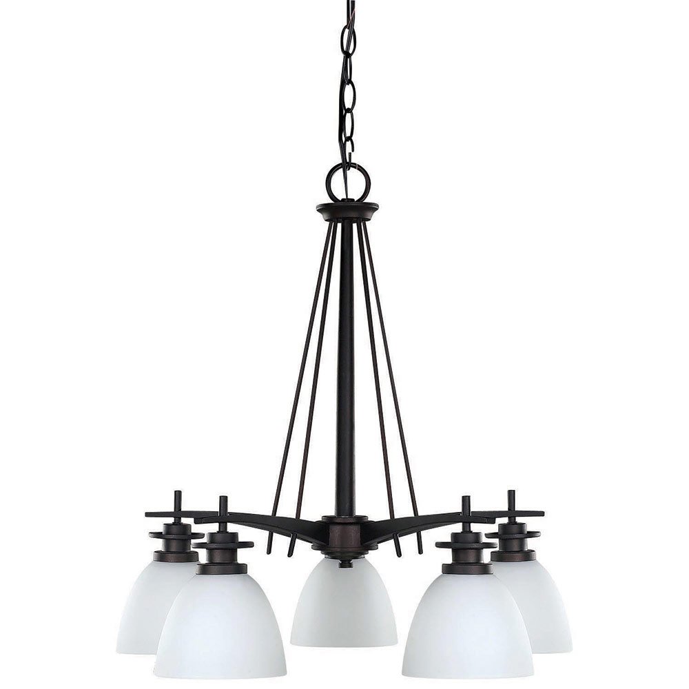 Canarm Lighting 21" Chandelier in Oil Rubbed Bronze with Flat White Opal Glass
