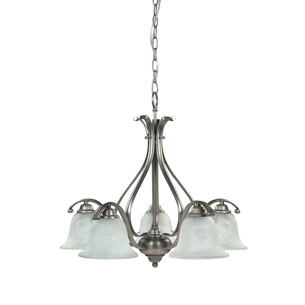 Canarm Lighting 23" Chandelier in Brushed Pewter with White Alabaster