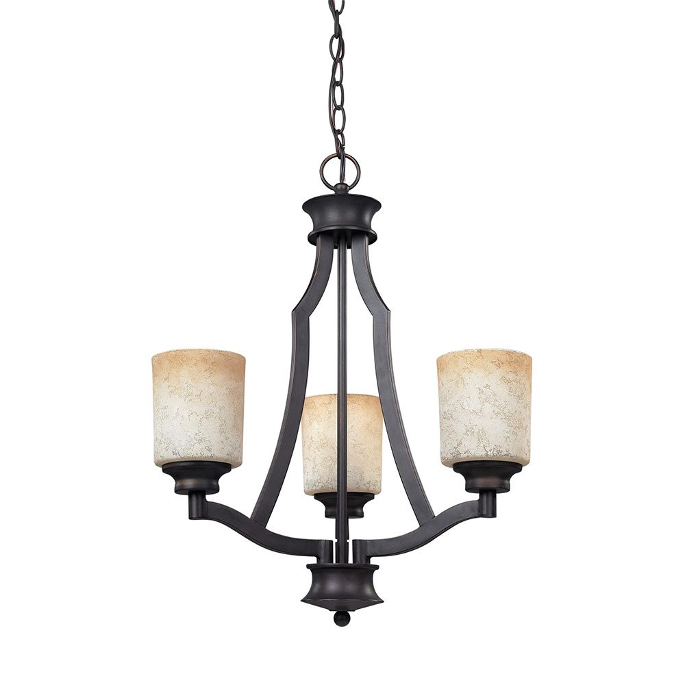 Canarm Lighting 19" Chandelier in Rubbed Anitque with Tea Stained Glass