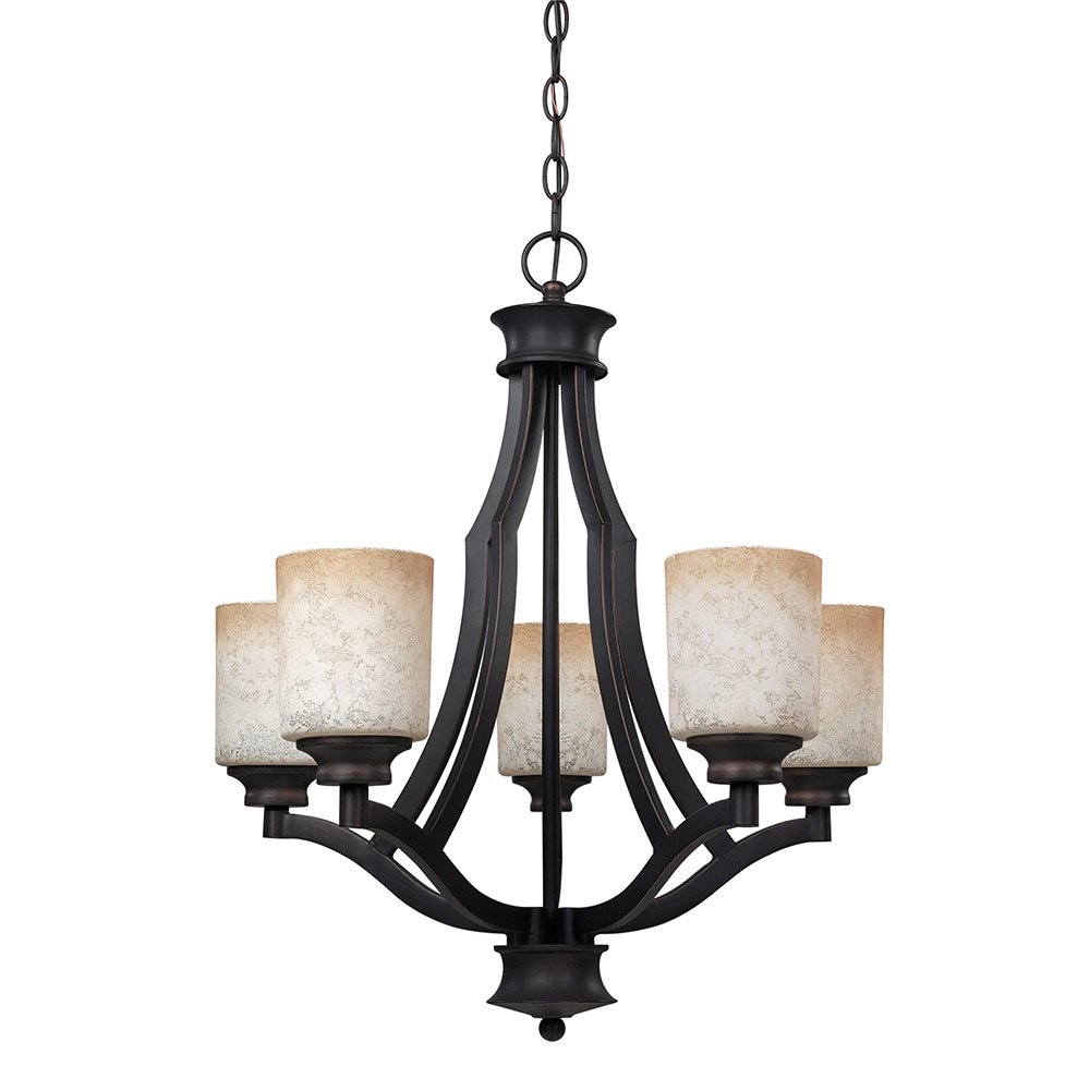 Canarm Lighting 22" Chandelier in Rubbed Anitque with Tea Stained Glass