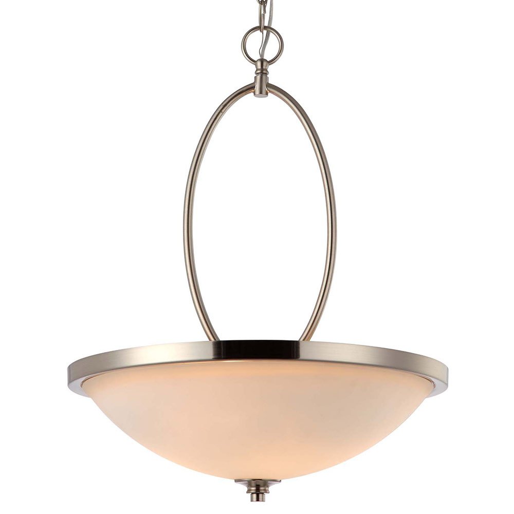 Canarm Lighting 16 1/2" Pendant in Brushed Nickel with White Flat Opal Glass