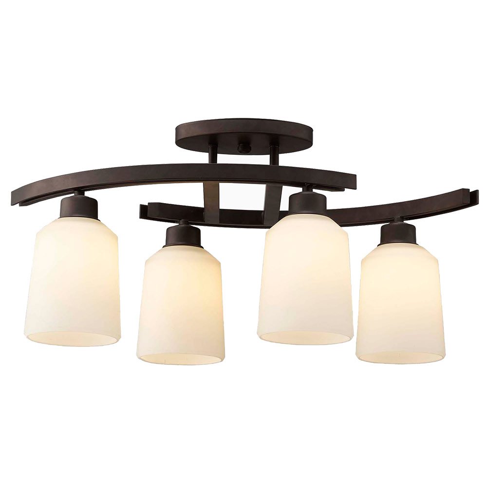 Canarm Lighting 24 3/4" Semi Flush Light / Chandelier in Oil Rubbed Bronze with White Flat Opal Glass