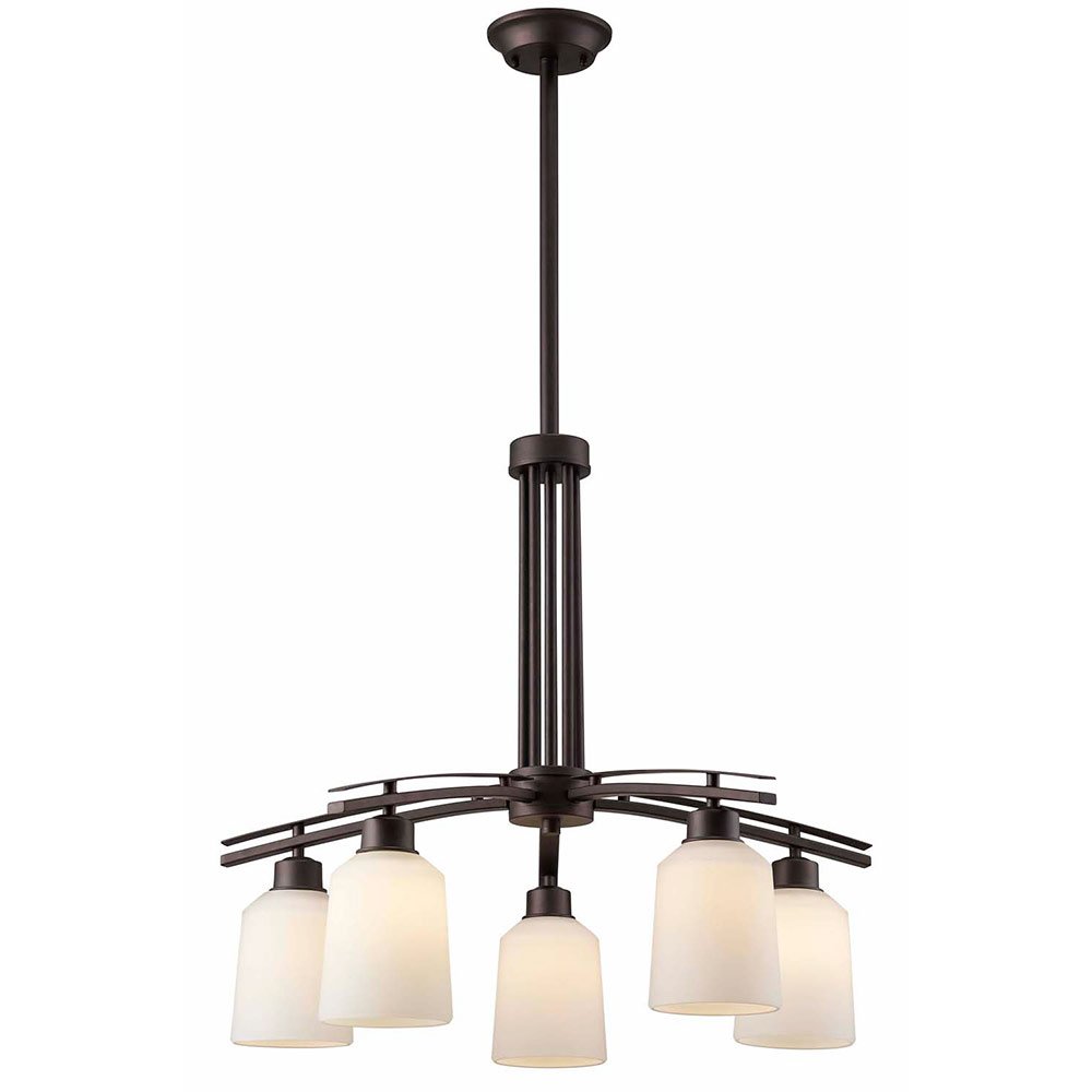Canarm Lighting 25 1/2" Chandelier in Oil Rubbed Bronze with White Flat Opal Glass