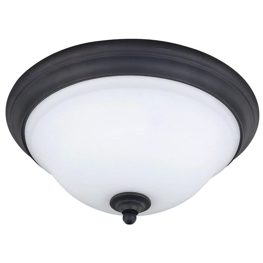Canarm Lighting 13 3/4" Flush Mount Light in Oil Rubbed Bronze with White Flat Opal Glass