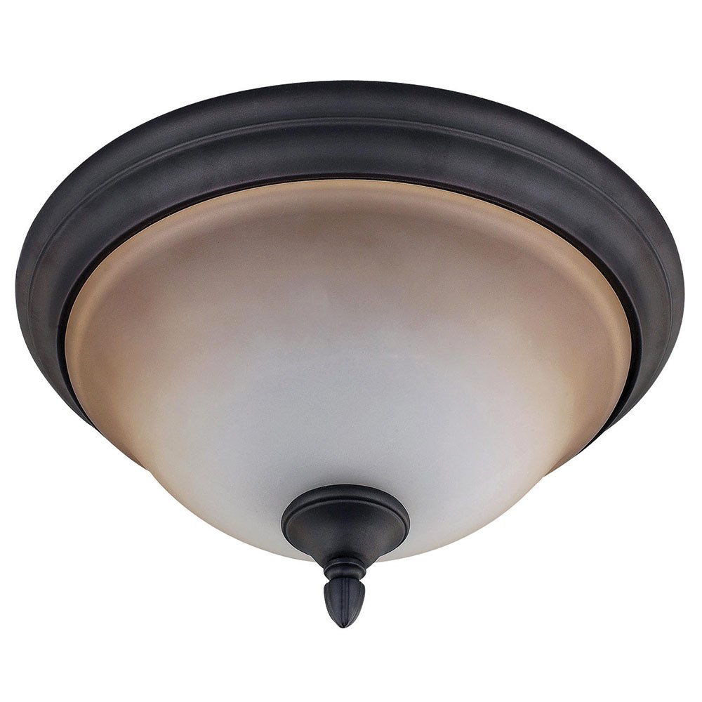 Canarm Lighting 13 5/8" Flush Mount Light in Oil Rubbed Bronze with Smoked Tipped Glass