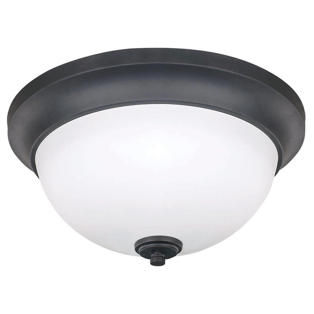 Canarm Lighting 13" Flush Mount Light in Oil Rubbed Bronze with Flat White Opal Glass