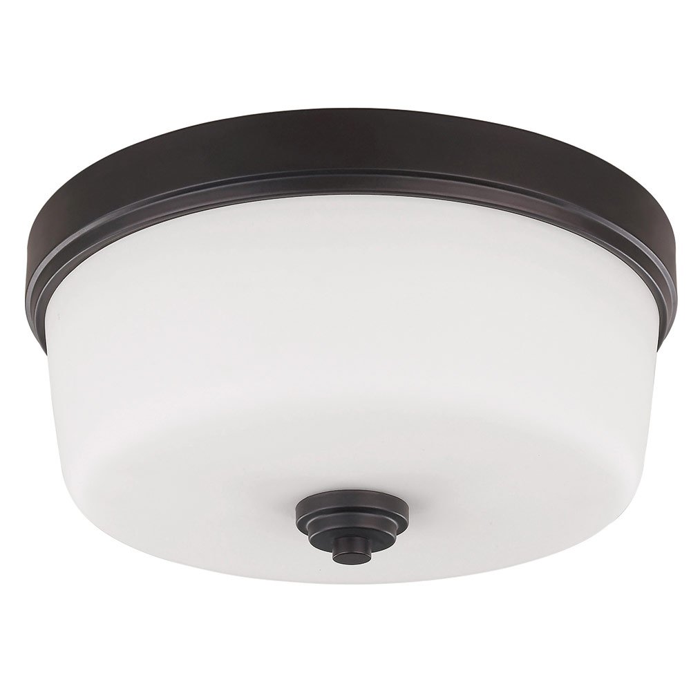 Canarm Lighting 15 3/4" Flush Mount Light in Oil Rubbed Bronze with Flat White Opal Glass