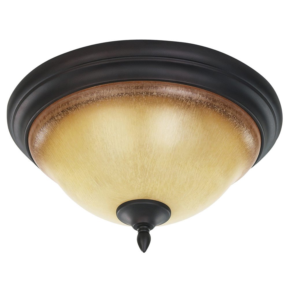 Canarm Lighting 13 3/4" Flush Mount Light in Oil Rubbed Bronze with Amber Gloss Glass