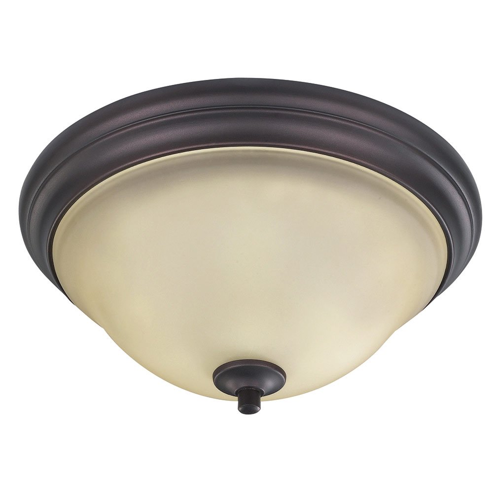 Canarm Lighting 13 3/4" Flush Mount Light in Oil Rubbed Bronze with Amber Glass