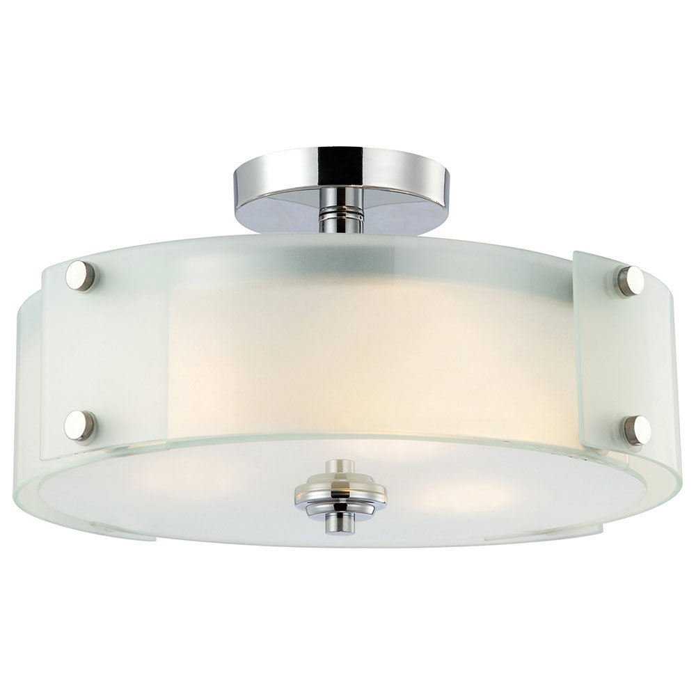Canarm Lighting 15" Semi Flush Light in Chrome with Frosted Glass