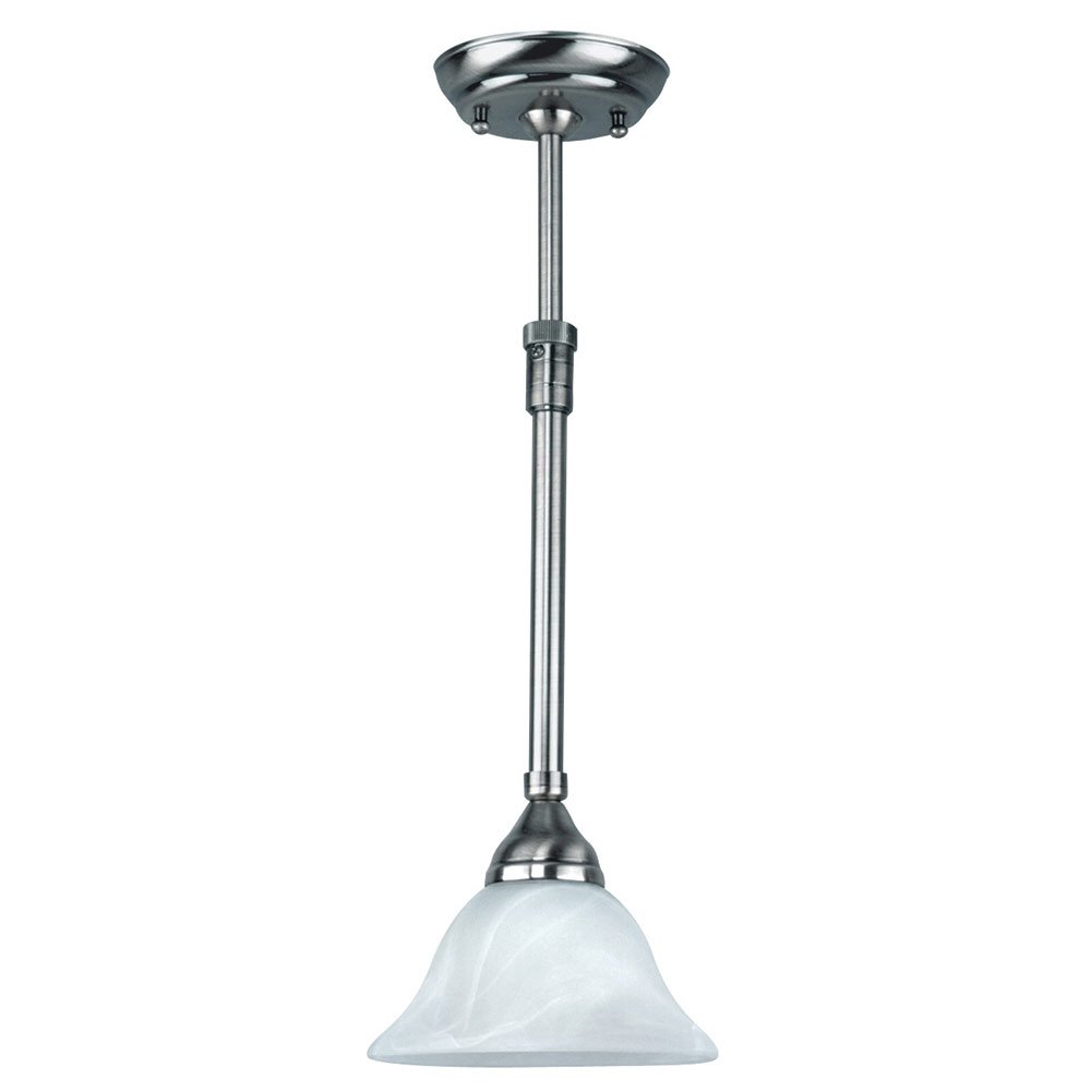 Canarm Lighting 7 1/2" Pendant in Brushed Pewter with White Alabaster Glass