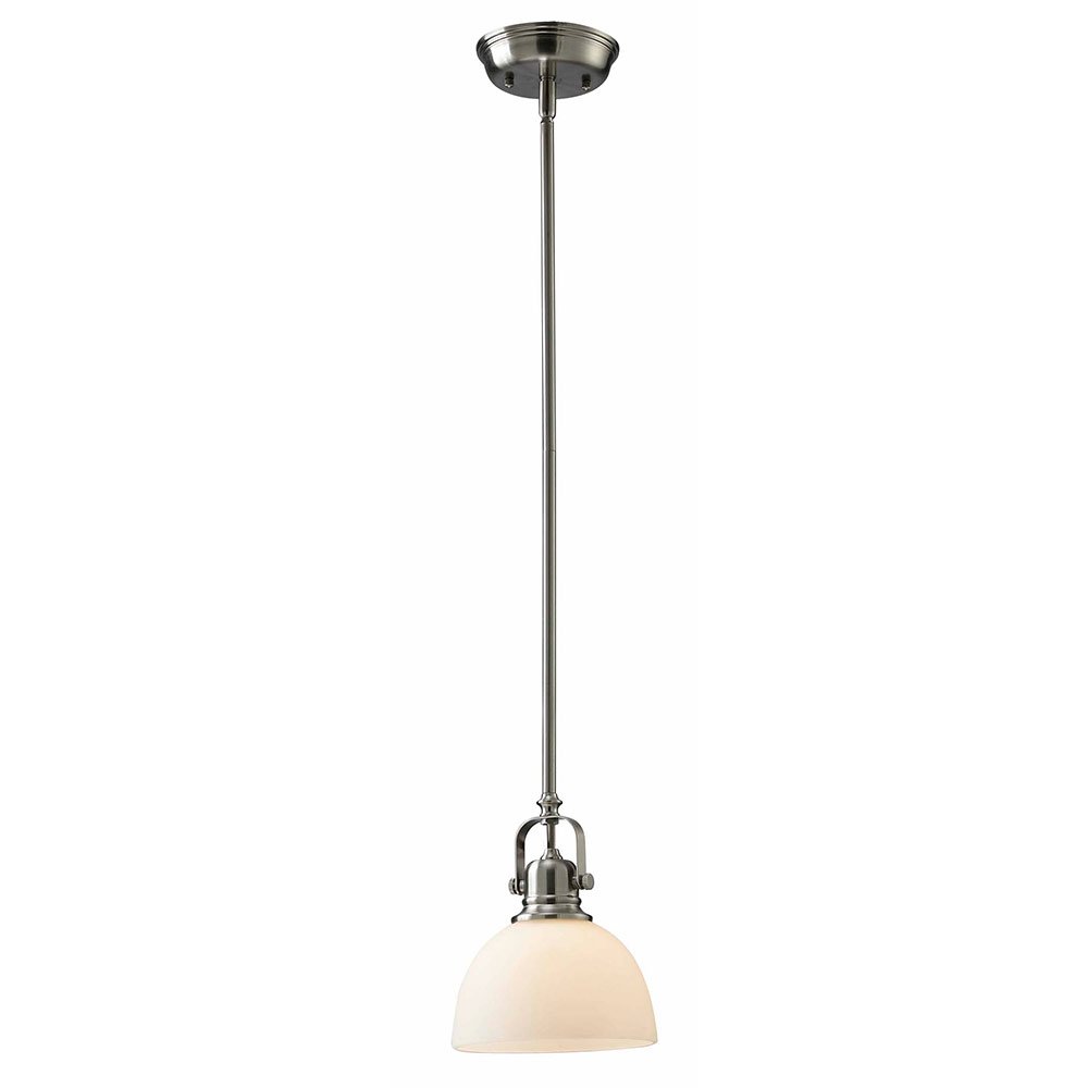 Canarm Lighting 7" Pendant in Brushed Nickel with White Flat Opal Glass