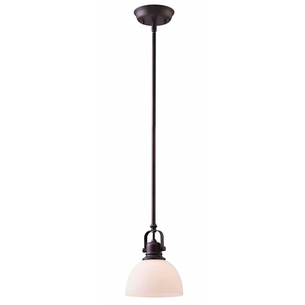 Canarm Lighting 7" Pendant in Oil Rubbed Bronze with White Flat Opal Glass