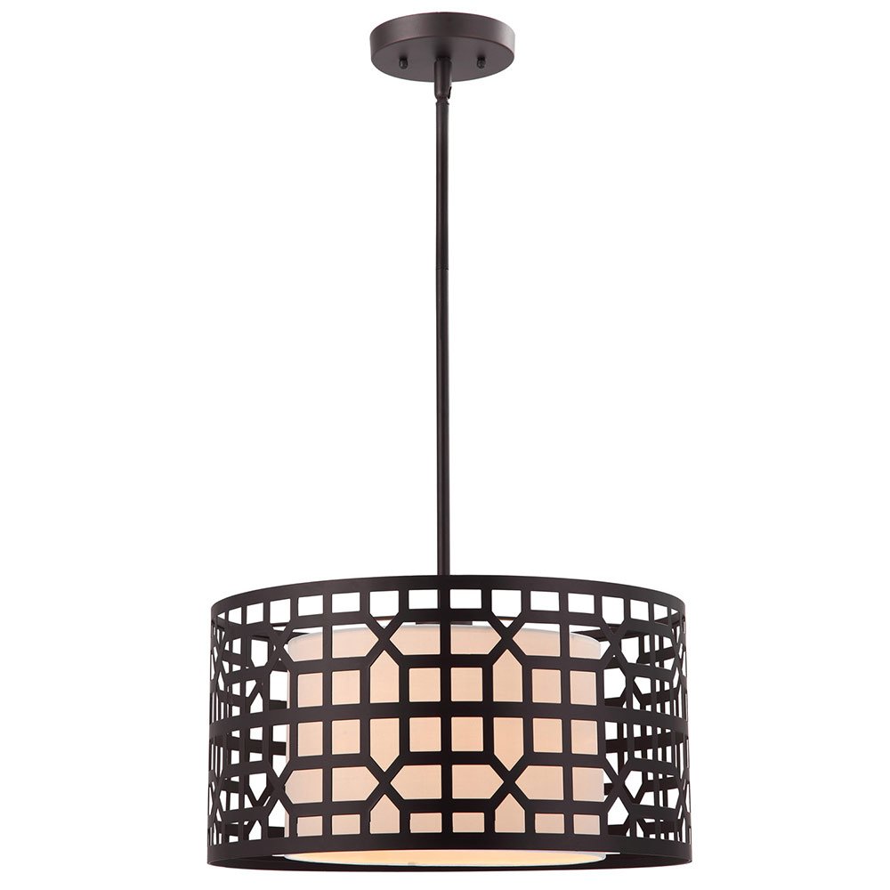 Canarm Lighting 16" Pendant in Oil Rubbed Bronze with White Fabric
