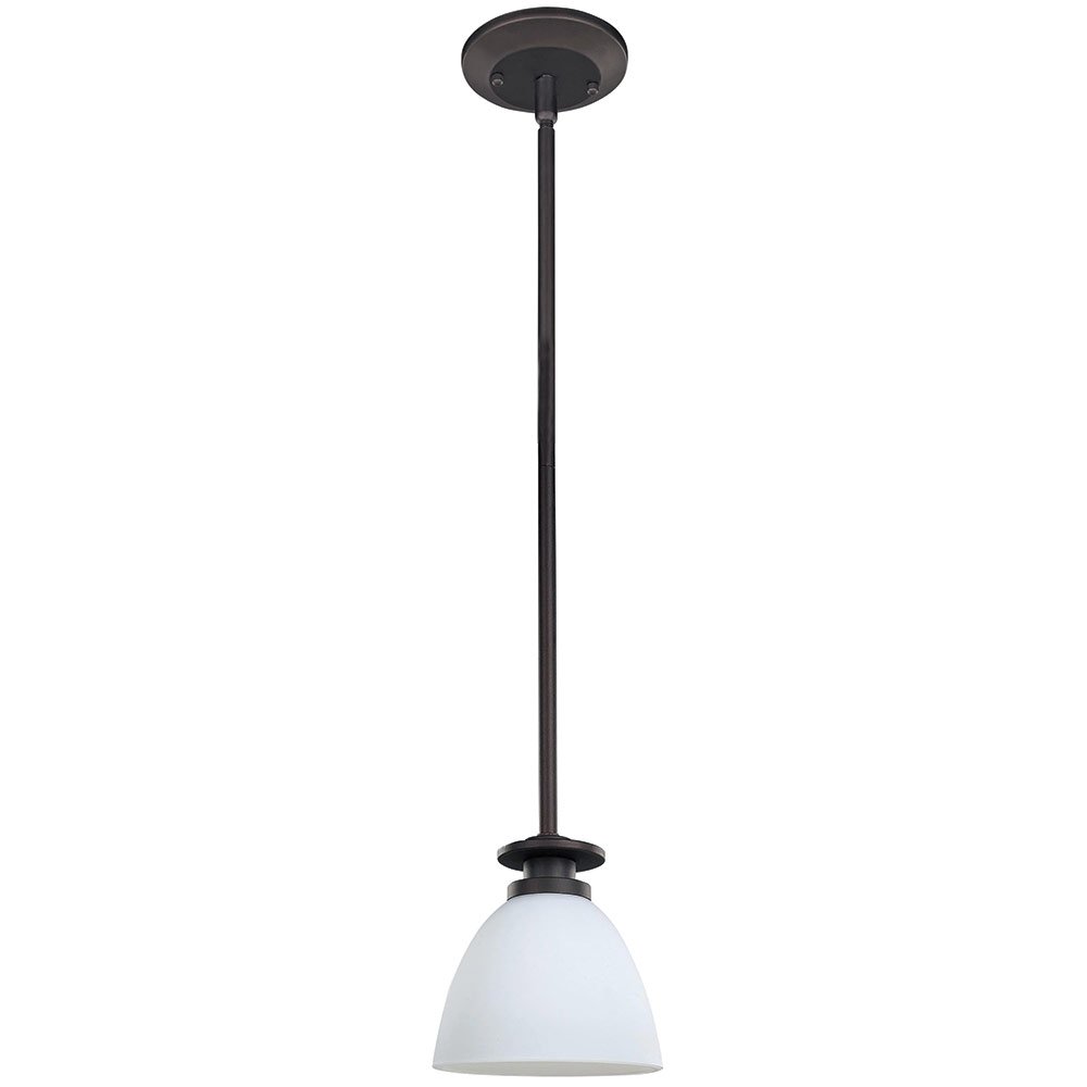Canarm Lighting 5" Pendant in Oil Rubbed Bronze with Flat White Opal Glass