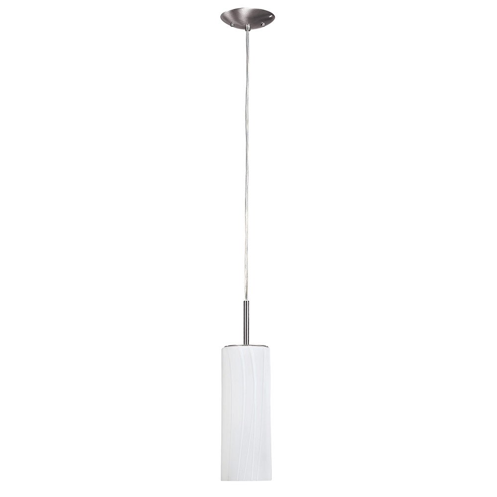 Canarm Lighting 4 3/4" Pendant in Brushed Pewter with White Line Glass