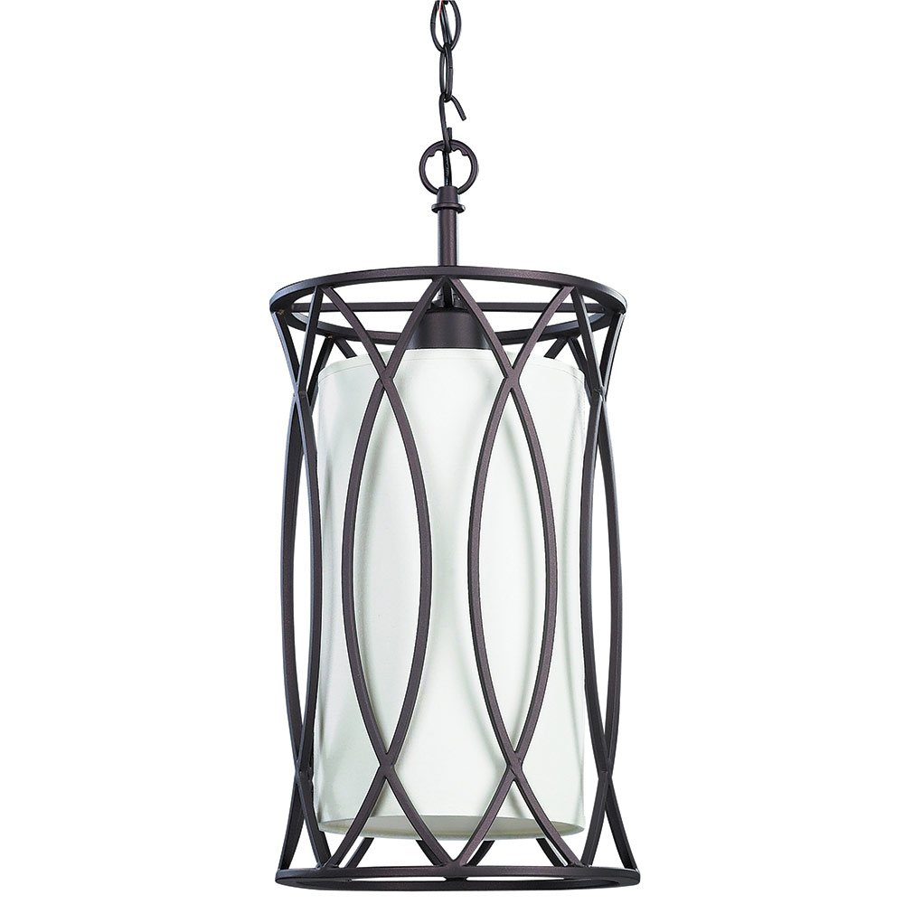 Canarm Lighting 8 3/8" Mini Pendant in Oil Rubbed Bronze with Off-White Fabric Shade