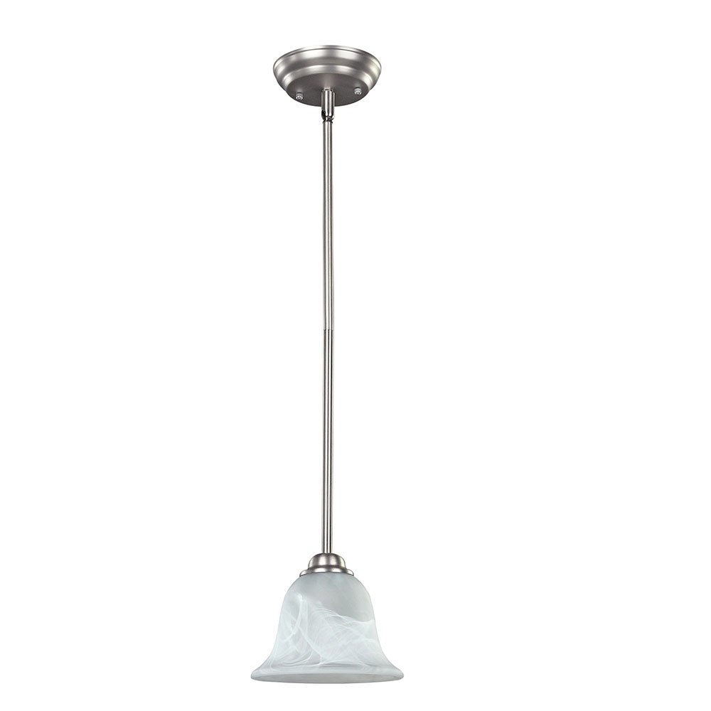 Canarm Lighting 6 1/2" Pendant in Brushed Pewter with White Alabaster