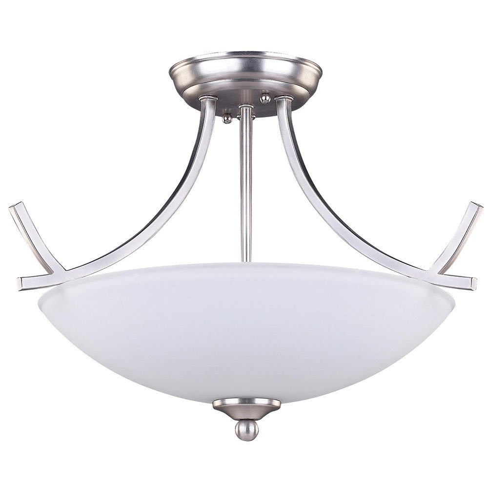 Canarm Lighting 12" Semi Flush Light in Brushed Pewter with White Flat Opal Glass