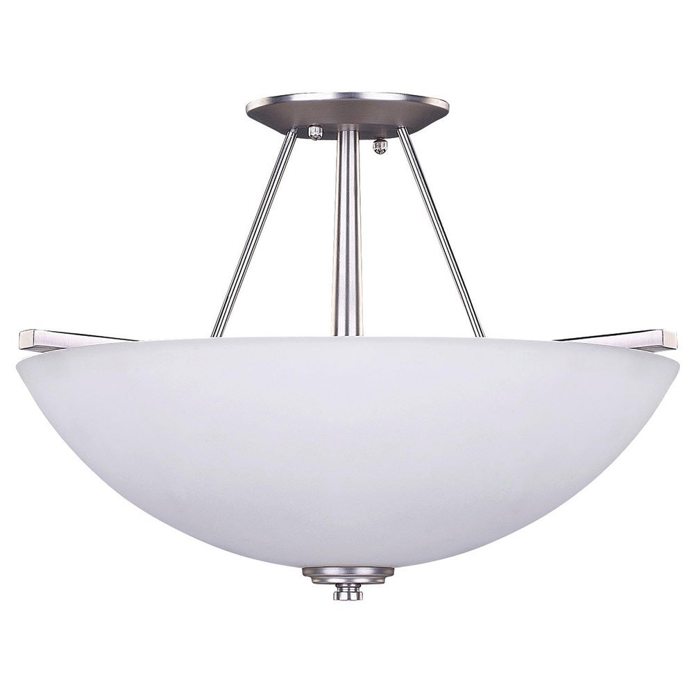 Canarm Lighting 15" Semi Flush Light in Brushed Pewter with Flat White Opal Glass