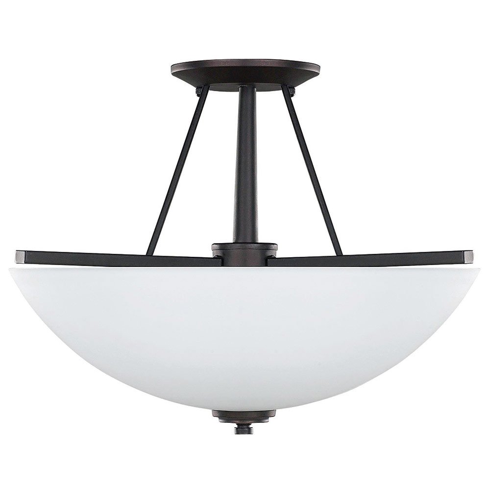 Canarm Lighting 15" Semi Flush Light in Oil Rubbed Bronze with Flat White Opal Glass