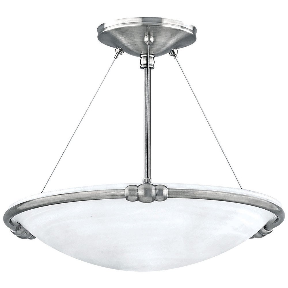 Canarm Lighting 15" Semi Flush Light in Brushed Pewter with White Alabaster Glass