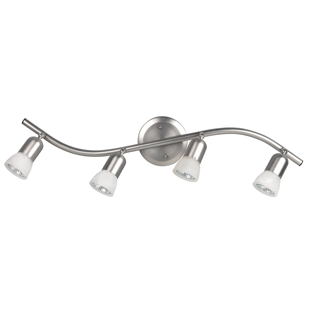 Canarm Lighting Quadruple Track Bath Light in Brushed Pewter with White Alabaster Glass